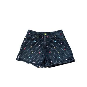 Justice Pac-Man Denim Shorts Girls Black Rhinestone Embellished SIZE 16